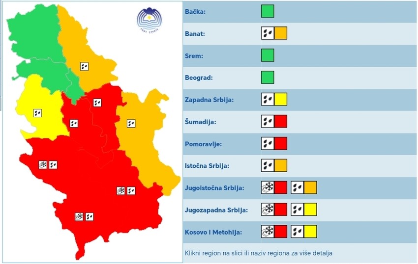 Meteoalarm za petak