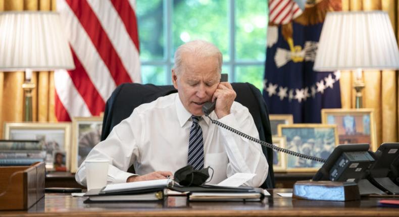 U.S. President Joe Biden in his office at the White House