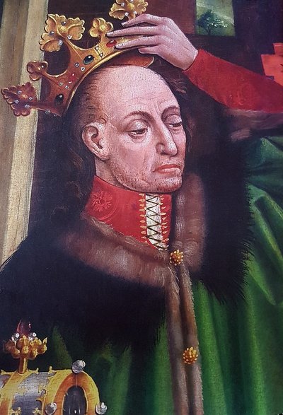 Portret Władysława Jagiełły, fragment gotyckiego ołtarza katedry wawelskiej, ok. 1475-1480