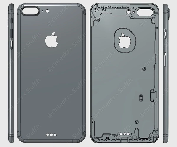 Render CAD tylnego panelu obudowy iPhone'a 7 Plus