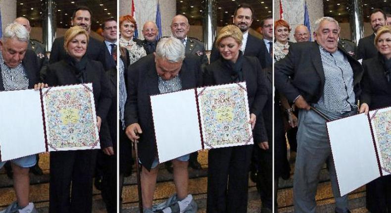 Croatia human rights chief's trousers fall at presidential photoshoot