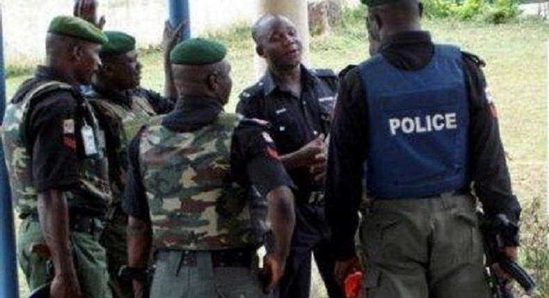 Police officers getting ready for action