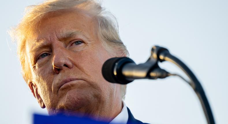 Former U.S. President Donald Trump speaks during a rally at the Waco Regional Airport on March 25, 2023 in Waco, Texas.Brandon Bell/Getty Images