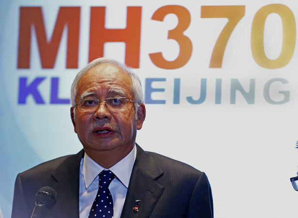 Premier Malezji Najib Abdul Razak na konferencji prasowej. Fot. EPA/MAK REMISSA/PAP/EPA