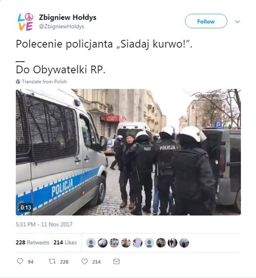 "Siadaj k**wo" - to słowa policjanta do uczestniczki manifestacji? Komendant interweniuje