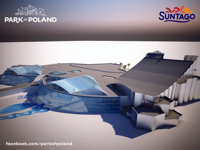 Całkowita powierzchnia Suntago Wodny Świat wyniesie 67 000 mkw. Park wodny zostanie wybudowany na 20 hektarowej działce w Mszczonowie, między autostradą A2 a drogą ekspresową S8, w odległości 40 km od Warszawy i 70 km od Łodzi. W Suntago Wodny Świat zaplanowano 2 500 bezpłatnych miejsc parkingowych i ponad 8 000 szafek dla gości.