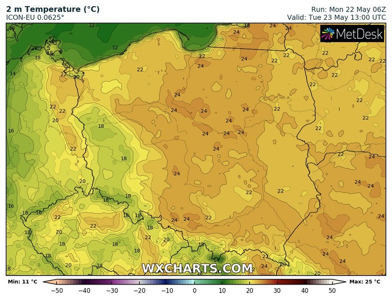 Na zachodzie nieco się ochłodzi, ale nad resztą kraju nadal będzie bardzo ciepło