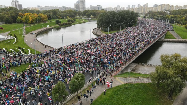 Masowe demonstracje na Białorusi, Mińsk, wrzesień 2020 r.