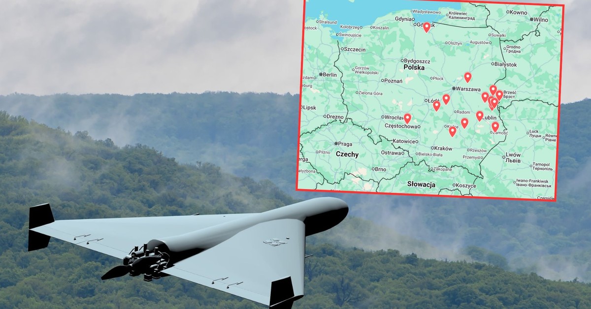 Gdzie spadły rosyjskie drony w Polsce? Aktualna lista miejscowości [MAPA]