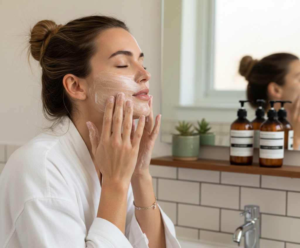 Double Cleansing je dvojfázové čistenie pleti, ktoré odstraňuje povrchové nečistoty aj hlbšie usadené nečistoty v póroch, aby následná starostlivosť fungovala efektívne.