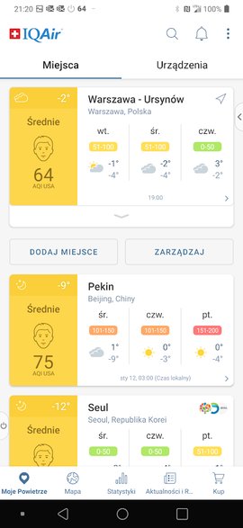 AirVisual od razu zestawi Twoje miasto ze światowymi metropoliami