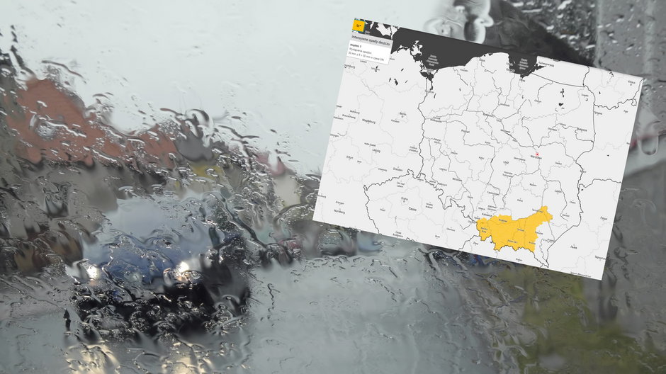IMiGW wydał ostrzeżenia przed ulewami dla południowej Polski (mapa: IMiGW-PiB)