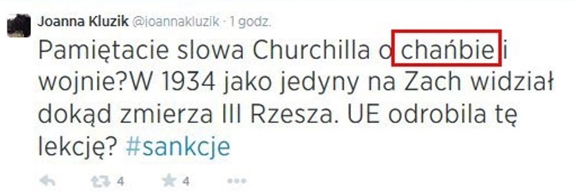 Napisała hańba przez ch