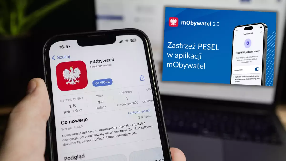 W aplikacji mObywatel można zastrzec numer PESEL (fot. Ministerstwo Cyfryzacji)