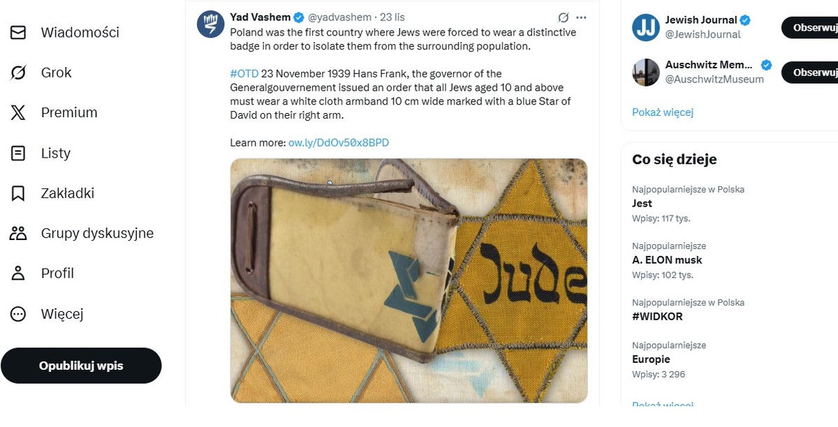 jad waszem wpis na x sikorski