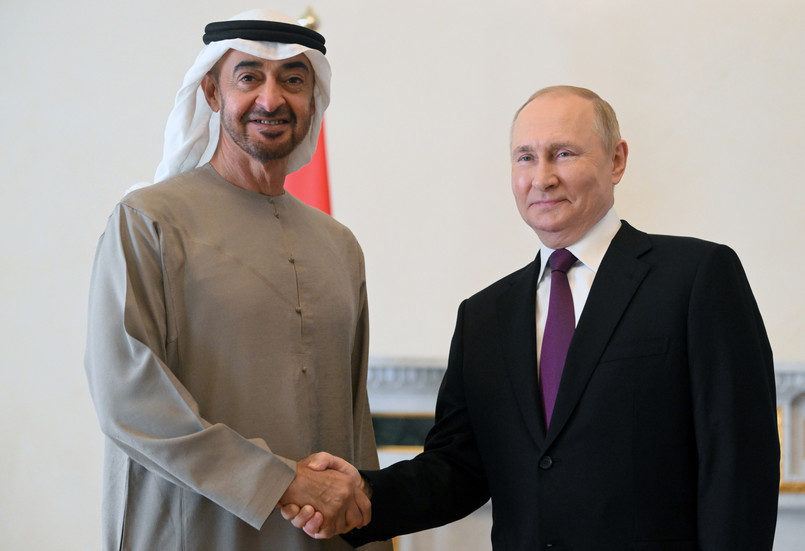 Prezydent ZEA szejk Muhammad ibn Zajid i Władimir Putin