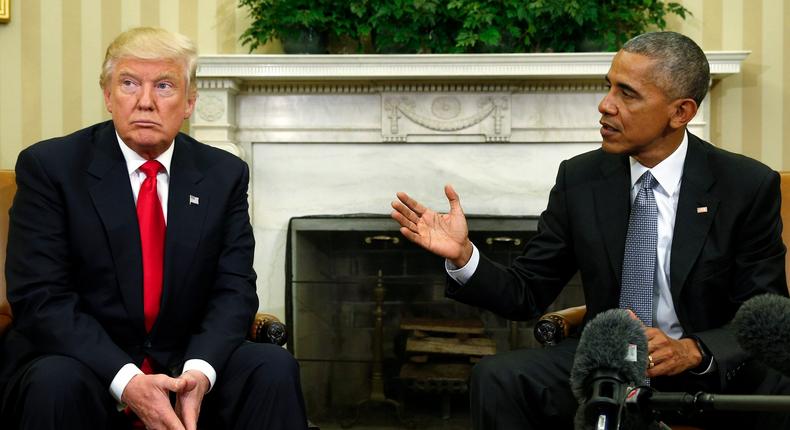 President Barack Obama meets with Donald Trump, then the president-elect, in November.