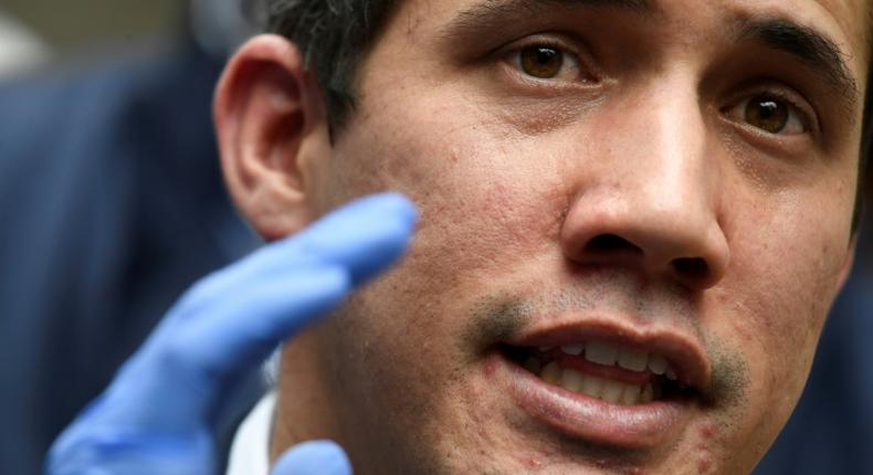 The United States is voicing hope that international support will remain for Venezuelan opposition leader and self-proclaimed acting president Juan Guaido, seen here delivering a press conference in June 2020 in Caracas