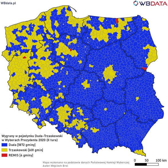 Pojedynek Andrzej Duda - Rafał Trzaskowski w gminach