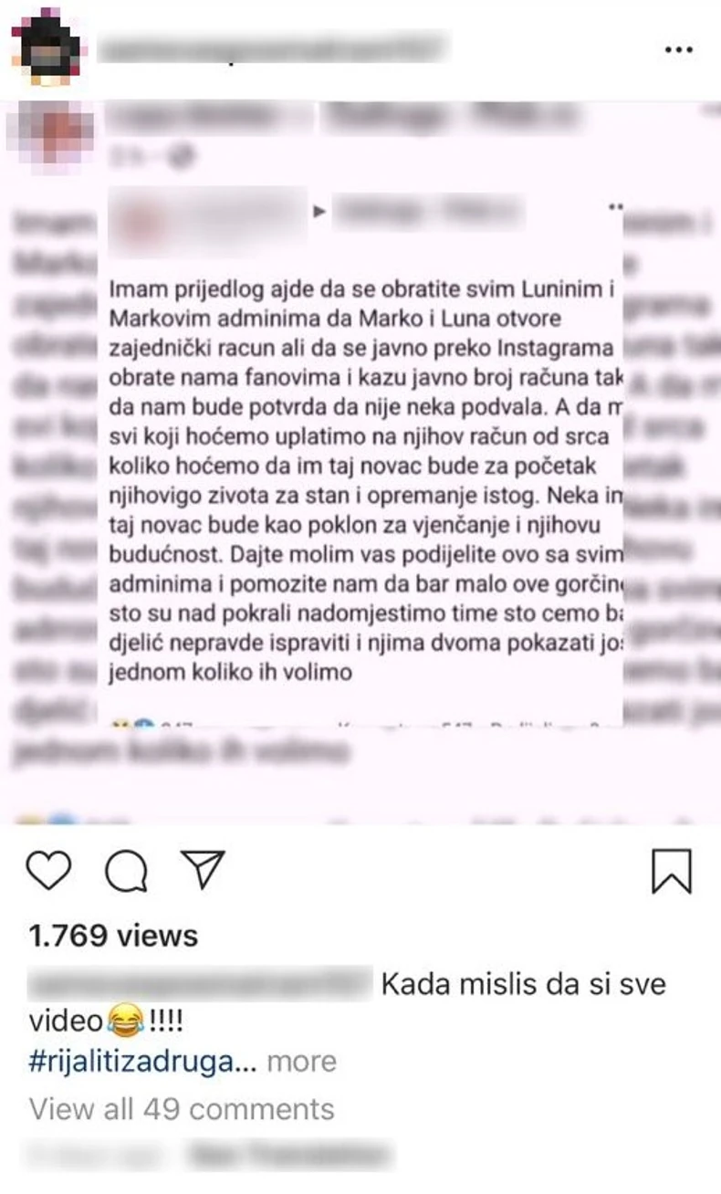 Objava za pomoć Luni i Marku