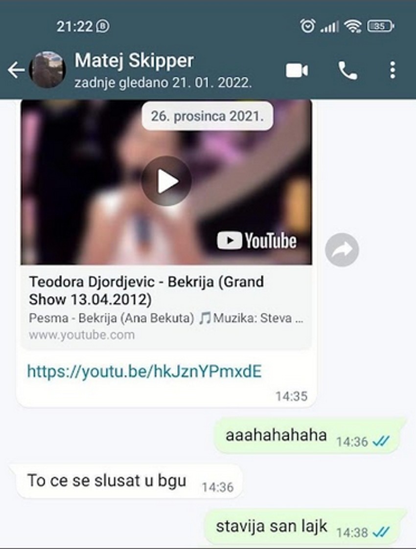 Jedna od poslednjih poruka Mateja Periša