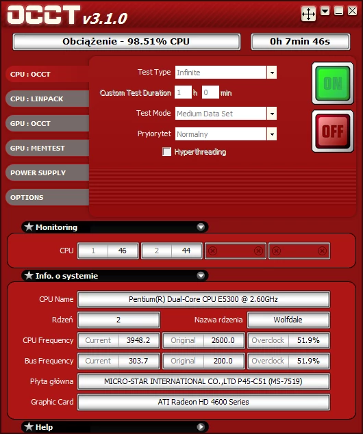 MSI P45-C51 bardzo dobrze podkręca procesor – stabilne 3948 MHz to najlepszy wynik w teście