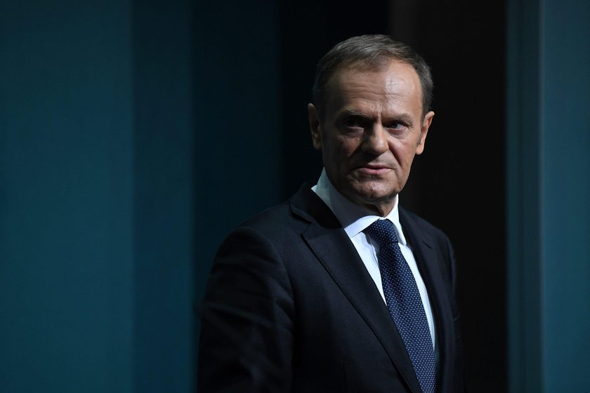 President of the European Council Donald Tusk speaks during a press conference at Government buildin