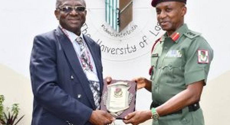 (L-R) The CCM, Col Babatunde Solebo with The Provost, College of Medicine University of Lagos, Prof David Oke. (NAN)