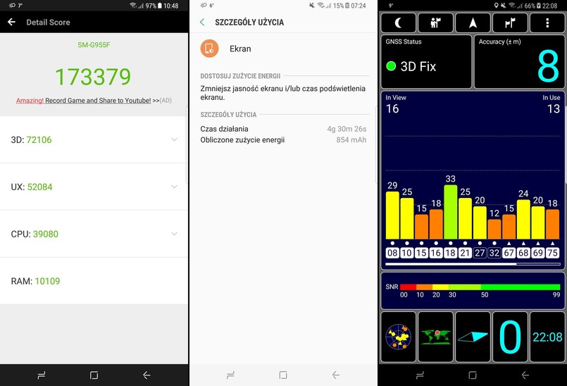 AnTuTu Benchmark, test baterii, GPS