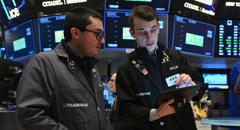 Traders work on the floor of the New York Stock Exchange during morning trading on January 11, 2024 in New York City.Angela Weiss/AFP via Getty Images