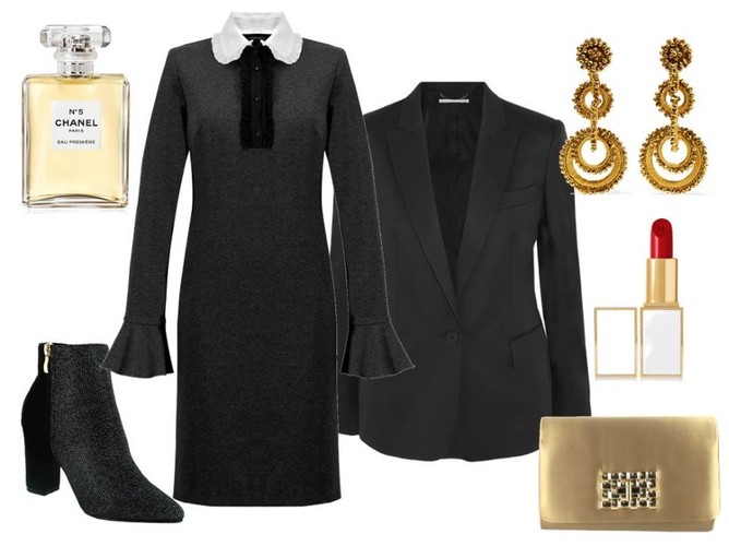 STYLIZACJE na święta: Sukienka - Cristina Effe/cristinaeffe.com, buty - Menbur/menbur.pl, torebka - Menbur/menbur.pl, marynarka,dodatki-TK Maxx