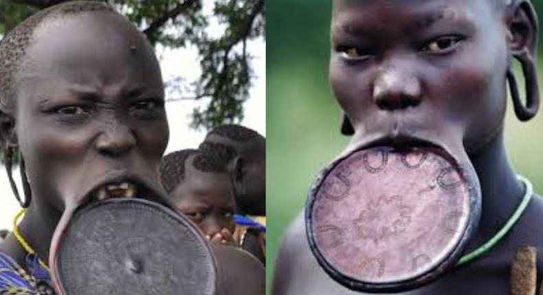 Why girls of the Mursi tribe must remove their teeth and stretch their lips before they marry