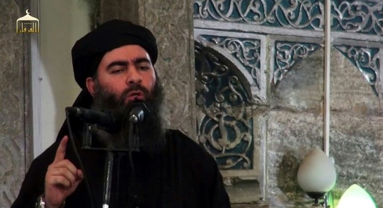 (FILES) This image grab taken from a propaganda video released on July 5, 2014 allegedly shows the leader of the Islamic State (IS) jihadist group, Abu Bakr al-Baghdadi, addressing Muslim worshippers at a mosque in the Iraqi city of Mosul