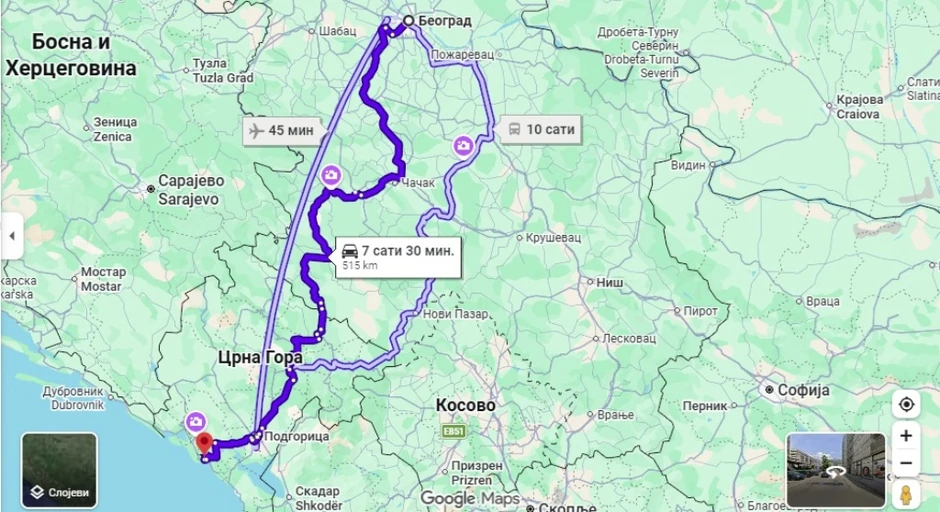 Ruta Beograd-Budva duga je 514 kilometara