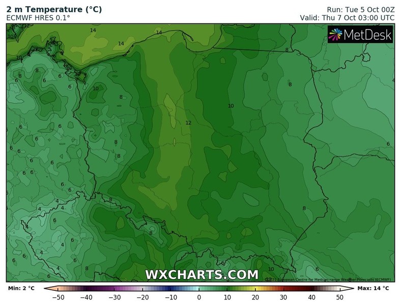 W nocy temperatura wyniesie od 5 do 12 stopni