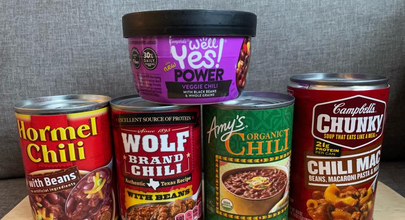 I tried chili from the brands Hormel, Wolf Brand, Amy's, and Campbell's.Abigail Abesamis Demarest