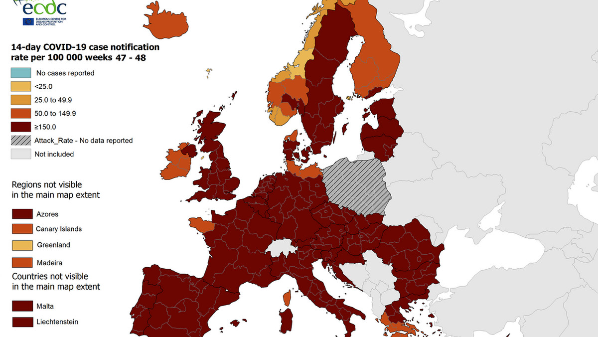 Koronawirus. Na mapach ECDC brakuje danych z Polski. Jaka jest przyczyna?