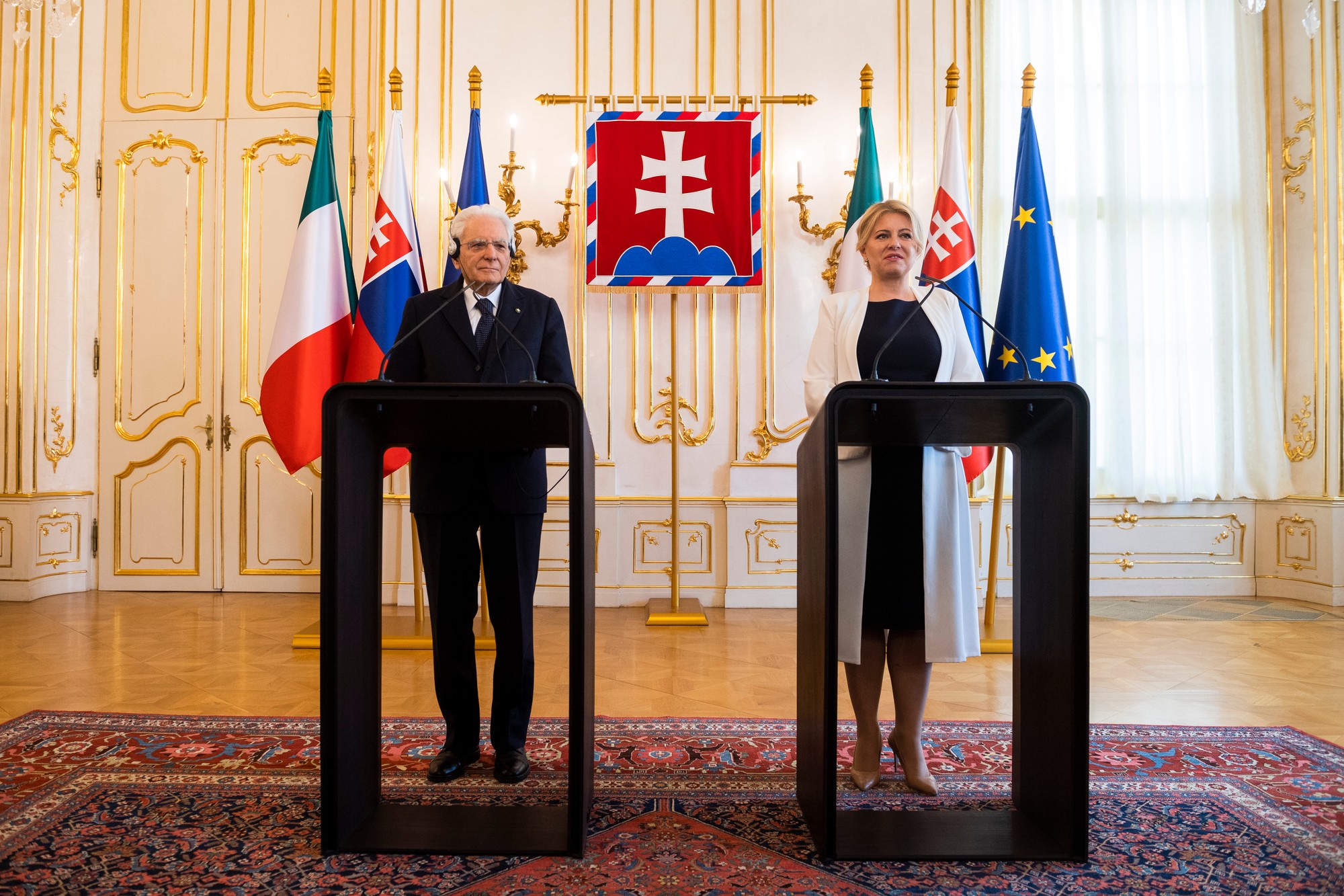 Taliansky prezident Sergio Mattarella a slovenská prezidentka Zuzana Čaputová.