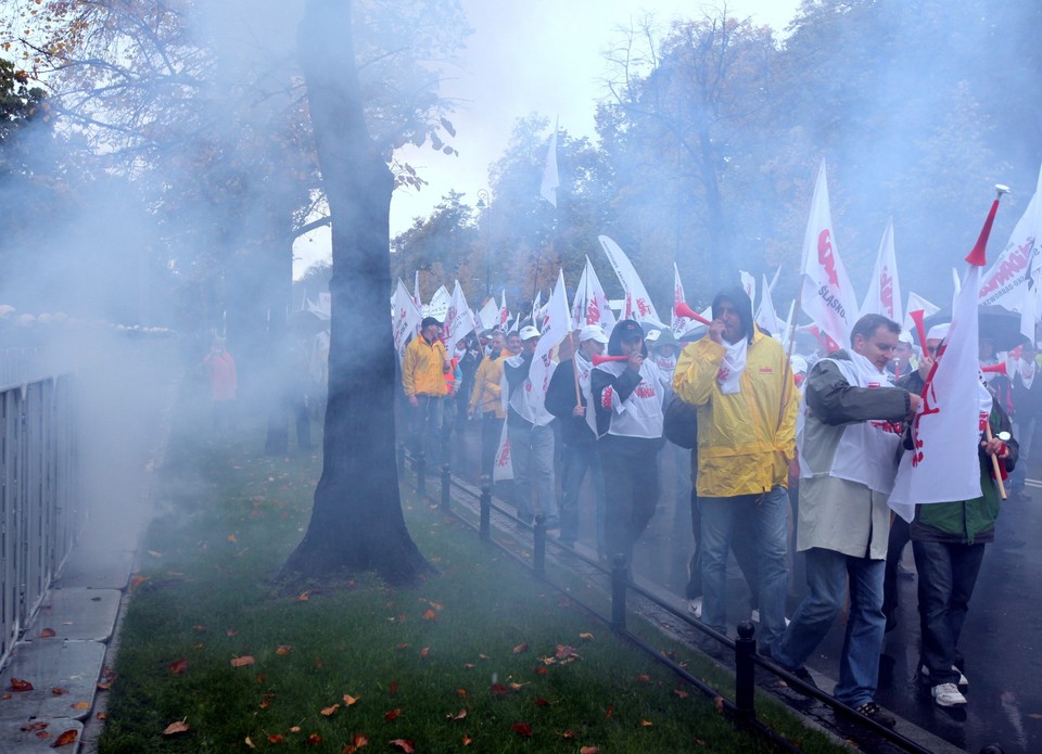 WARSZAWA SOLIDARNOŚĆ PROTEST PRZECIWKO CIĘCIOM BUDŻETOWYM