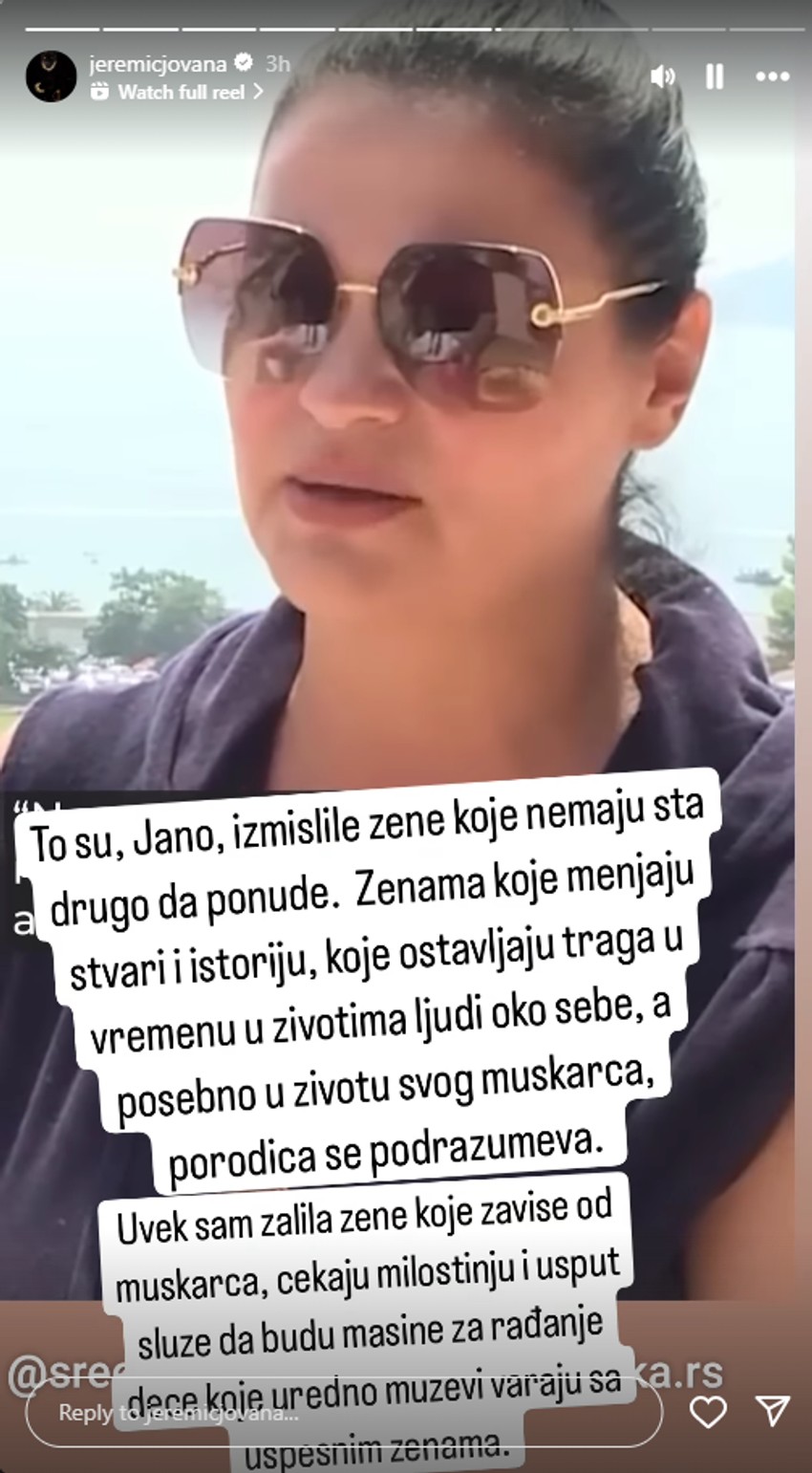 Jovana Jeremić objava