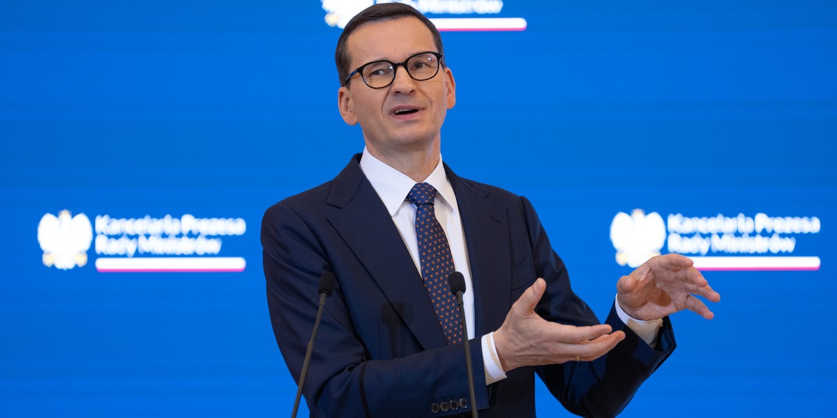 Premier Mateusz Morawiecki na konferencji prasowej