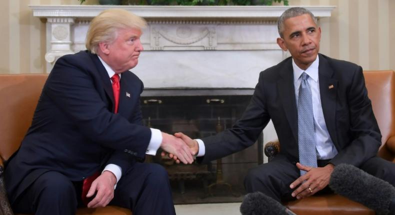 The White House transition from Barack Obama to Donald Trump (the pair are seen here after Trump's election in November 2016) has been one of the most stark in US history