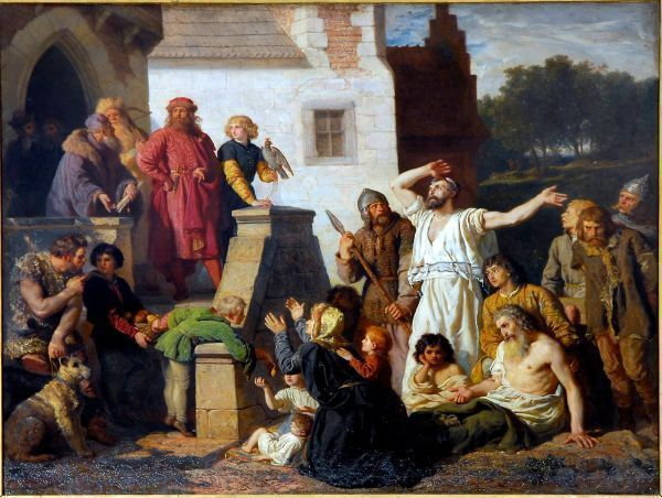 Przyjęcie Żydów, obraz Wojciecha Gersona, 1874, domena publiczna