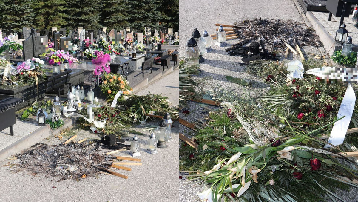 Libacja na cmentarzu. Mężczyźni rozpalili ognisko i zbezcześcili nagrobek