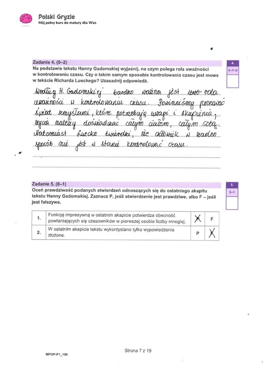 Matura 2024. Odpowiedzi z polskiego. TEST. Formuła 2023. Zadania 4 i 5