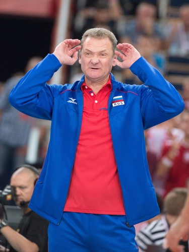 Trener Rosjan Andrey Voronkov w meczu z Polską
