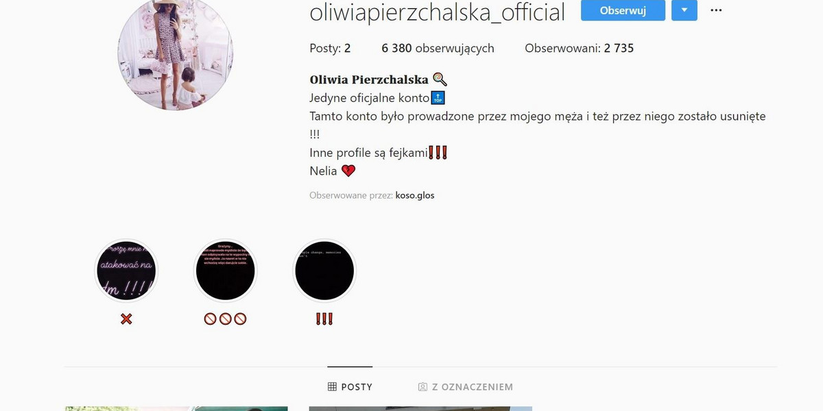 Nowe konto na Instagramie Oliwii P.