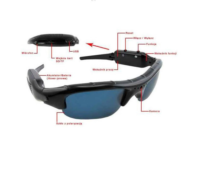 Spy Elektronics Ltd Okulary Przeciwsłoneczne z Wbudowaną Mikro-Kamera  