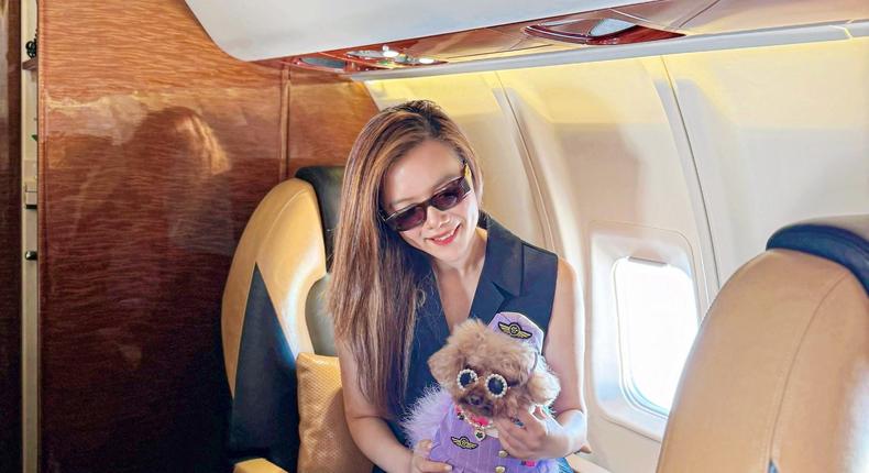 Gladys Tsoi took her toy poodle Hershey on a private jet to Japan in April.Gladys Tsoi