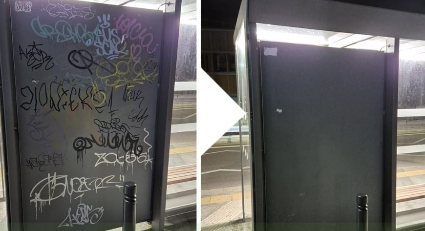 Tylko jednej nocy wyczyszczono nielegalne graffiti i napisy na 130 przystankach.